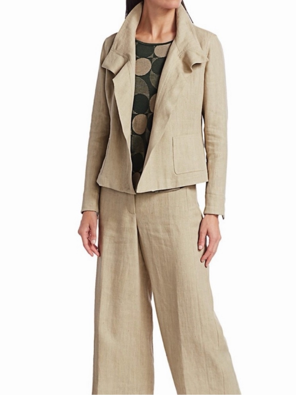 AKRIS PUNTO Raw Washed Linen Stand-Collar Jacket